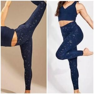 Beyond Yoga Navy and Gold Speckled Leggings